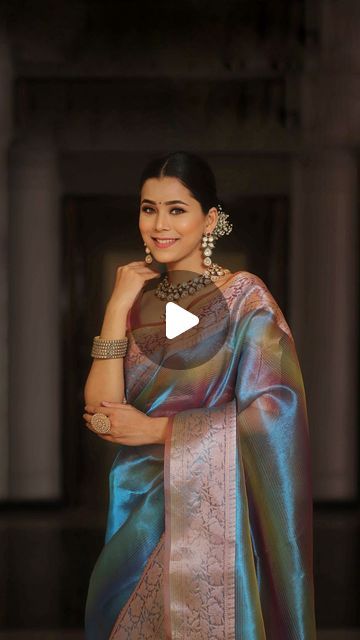 Banarasee on Instagram: "Blending classic craft techniques with contemporary designs, this handwoven tissue saree has been intricately woven. Pallu of this saree is beautifully decorated with Gold zari thread in beautiful pattern. The tissue-blended net body gives it a transparent look and ethereal feel.  Color-Blue Material-Tissue Product Code-SHAP1641  DM or WhatsApp on 077550 01985  www.banarasee.in  #buyatbanarasee #saree #sareesofinstagram #sareelove #sareefashion #sareecollection #trendingreels #sareedraping #sareeonline #traditional #aesthetic #tissue #tissuesaree #bluesaree #handwoven #reelitfeelit #classicsaree #onlineshopping #indianwear #zariwork #ethnic #ethnicwear #reeltoreel #traditionalwear #indianfashion" Tissue Saree Look, Saree Sale, Saree Poses, Tissue Saree, Blue Saree, Saree Look, Saree Styles, Sarees Online, Saree Collection