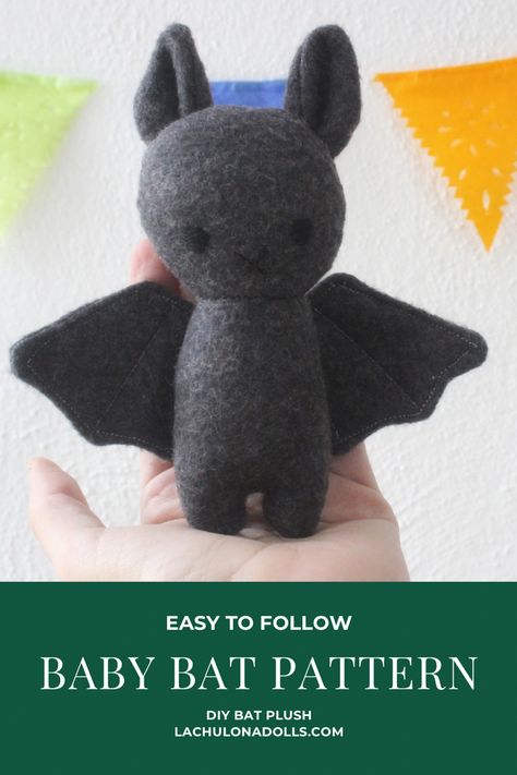 Bat plush pattern and tutorial. Little bat plush. DIY bat. Halloween doll pattern. Bat Sewing Pattern, Stuffed Bat Sewing Pattern Free, Diy Bat Plushie Sewing Patterns, Bat Stuffie Pattern, Free Plush Sewing Patterns Bat, Bat Toy Sewing Pattern, Fabric Bat Pattern, Bat Pattern, Baby Bats