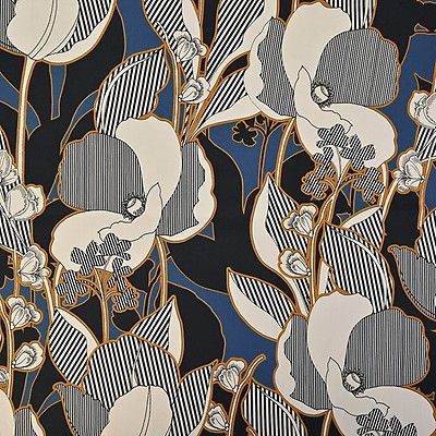 Mood Exclusive Fleurs de Nuit Navy and Mustard Stretch Cotton Sateen Prints Ideas, Motifs Design, Mood Designer Fabrics, Night Flowers, Free Sewing Pattern, Textile Pattern Design, Mood Fabrics, Flower Art Images, Fabric Online