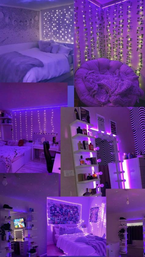 Purple Room Decor, Room Organization Bedroom, Neon Bedroom, Luxury Room Bedroom, Chill Room, Classy Bedroom, Room Redesign, Bedroom Decor Inspiration, Girly Room