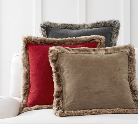 Faux Fur Pillow Cases, Faux Fur Pillows, Furr Throw Pillows, Red Plaid Pillows, Fur Pillows, Holiday Pillows Covers, Rooms Design, Plaid Pillow Covers, Neutral Pillows