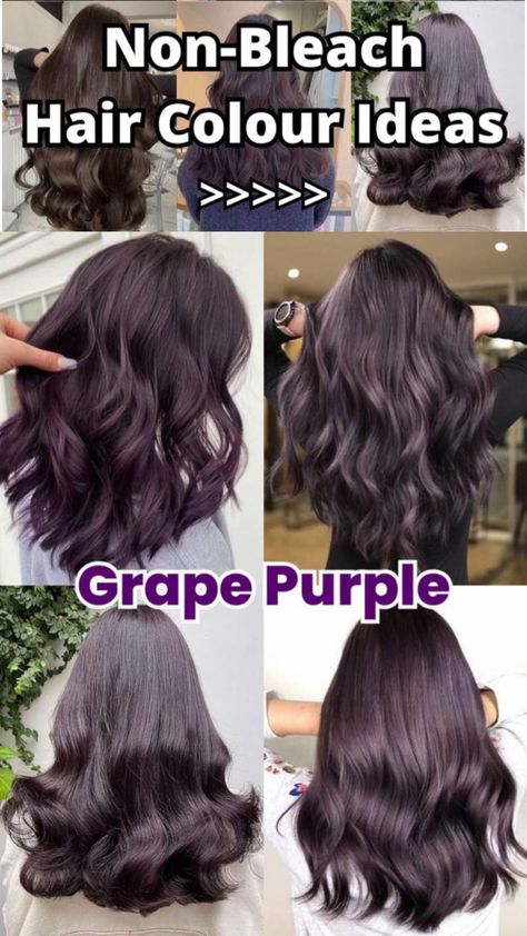 Grapes purple Non Bleach Hair Color, Grape Hair, Grapes Purple, Bleach Hair Color, Bleach Hair, Bleached Hair, Hair Color Ideas, Purple Hair, Grapes