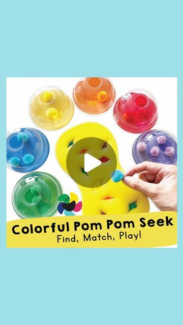 Chana Favors on Instagram: "Hey there, adventurers! 🌈 Embark on a Colorful Pom Pom Seek adventure where the thrill of finding, matching, and playing never ends! 

🎨 Watch as young explorers hone fine motor skills and cognitive development while they seek out hidden pom poms and match them to vibrant domes! 🧩 It's a playful journey that's as educational as it is fun! 🚀

👶 Perfect for early childhood development, this activity not only enhances concentration and color recognition but also sparks creativity! 🌟

🛍️ Ready to elevate the play? Discover more DIY fun and educational resources at our Etsy store! 🌟 (Link in Bio)

☰What you'll need:

* Plastic Lids
* Adhesive Tape
* Sponge
* Pom Pom Balls
* Cutter Knife

❤️ Like,  Share, and Save for future inspiration.

🌟Follow @chanafavors Pom Pom Balls, Toddler Hacks, Future Inspiration, Seek Adventure, Early Childhood Development, Childhood Development, Cognitive Development, Fine Motor Activities, Motor Activities