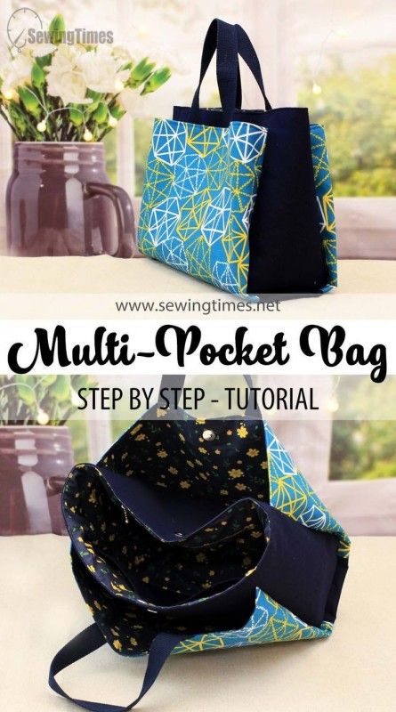 Sew a Multi-Pocket Bag Tas Denim, Multi Pocket Bag, Tote Bag Pattern Free, Bag Sewing Pattern, Sac Diy, Diy Bag Designs, Bag Pattern Free, Diy Bags Patterns, Sew Ins