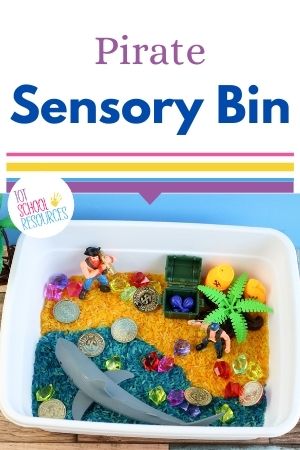 Pirate Sensory Bin, Sensory Bin For Toddlers, Pirate Preschool, Pirate Week, Pirate Themed Birthday Party, Talk Like A Pirate Day, September Crafts, Pirate Activities, Pirate Themed Birthday