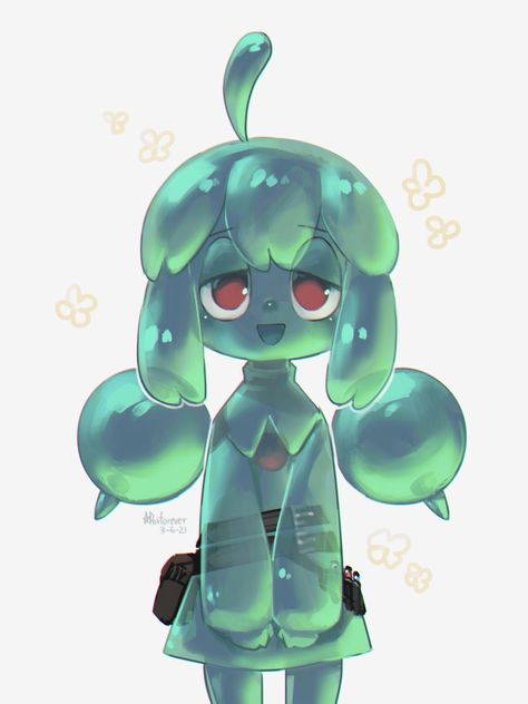 Slime Hair Drawing, Anime Slime Monster, Slime Girl Oc, Slime Girl Art, Slime Character Art, Slime Oc, Slime Hair, Slime Character, Medusa Story