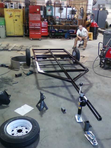 Building a Trailer for Your Teardrop Camper - HubPages Welding Trailer, Diy Teardrop Trailer, Teardrop Trailer Plans, Homemade Trailer, Teardrop Camper Plans, Teardrop Caravan, Homemade Camper, Jeep Trailer, Teardrop Camper Trailer