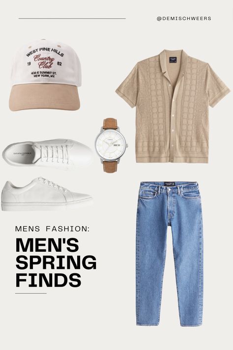 Men’s Spring Capsule Wardrobe, Men’s Abercrombie Outfits, Mens Abercrombie Outfits, Neutral Outfits Men, Cool Dad Outfits Men, Men’s Spring Outfits, Man Clothes Style, Men’s Spring Fashion, Spring Men Outfit