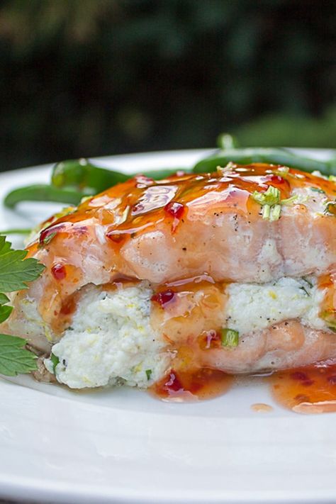 Salmon And Ricotta Recipe, Salmon Ricotta Recipes, Salmon Ricotta, Moist Salmon, Stuffed Salmon Recipe, Salmon Stuffed, Celebration Recipes, Salmon With Lemon, Stuffed Salmon