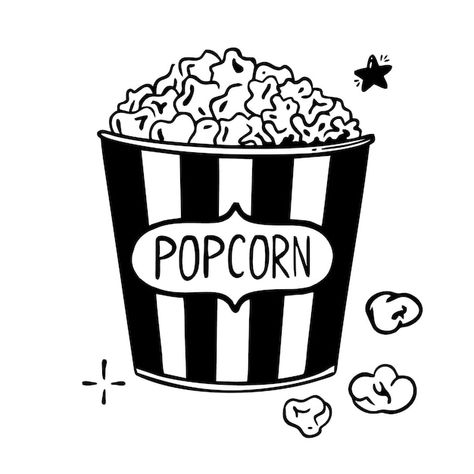 Popcorn handdrawn line vector illustrati... | Premium Vector #Freepik #vector #popcorn #popcorn-box #popcorn-bucket #sketch Bucket Drawing, Popcorn Bucket, Line Vector, Kettle Corn, Doodle Style, Guided Drawing, Food Drawing, Vector Photo, Fun Projects