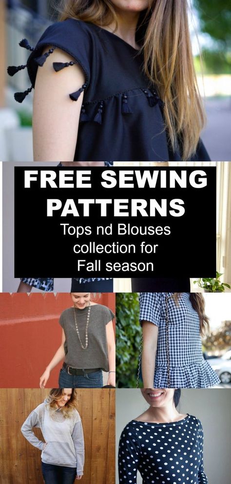 FREE PATTERN ALERT: Top and Blouses collection for the Fall season. Get access to a dozen of free sewing patterns and step by step tutorials Free Sewing Patterns For Women, Blouse Pattern Free, Sewing Patterns For Women, Free Printable Sewing Patterns, Sewing Blouses, Sewing Tops, Diy Kostüm, Printable Sewing Patterns, Free Sewing Patterns