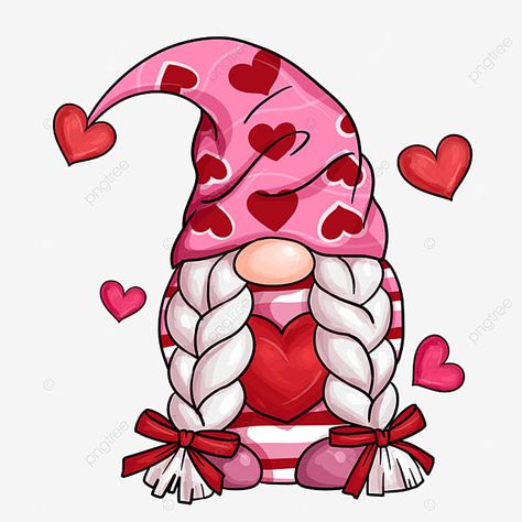 Valentine’s Day Characters, Valentine’s Day Clipart, February Gnomes, Cartoon Valentine, Valentines Gnomes, Valentine Drawing, Cute Clip Art, Valentines Clipart, Pink Gnome