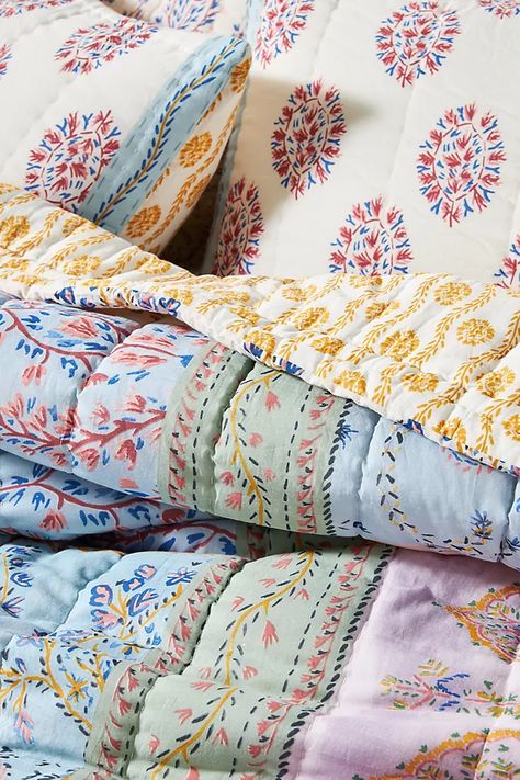 Duvet Design, Scandinavian House, Anthropologie Bedding, Paisley Quilt, Open Range, Quilt Designs, Euro Sham, Kantha Stitch, Block Printing