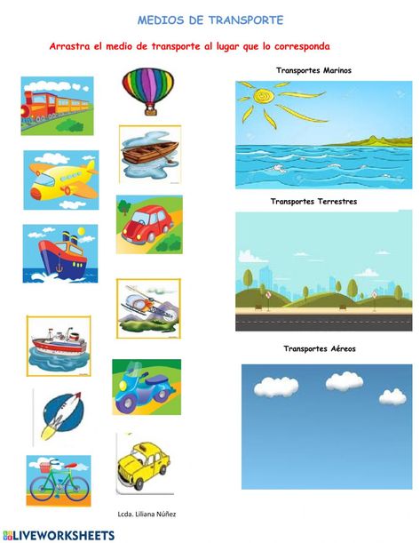 Medios de transporte ficha interactiva y descargable. Puedes hacer los ejercicios online o descargar la ficha como pdf. Transportation Preschool Activities, Transportation Preschool, Kids Worksheets Preschool, Tracing Worksheets Preschool, English Activities, Creative Activities For Kids, Class Activities, Toddler Learning Activities, Interactive Activities