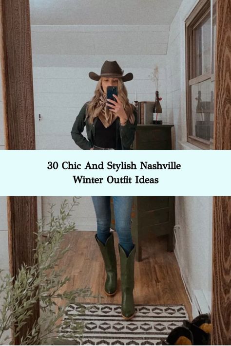 Embrace Nashville's winter chill with effortlessly chic and cozy outfits, blending casual comfort with cute, cold-weather aesthetics. Stay stylishly warm and explore the city's winter wonders in style! ❄️🧥 #NashvilleWinterFashion Nashville Day Outfit Winter, Winter Country Outfits Women, Nashville Night Out Outfit Winter, Tennessee Winter Outfits, Cute Western Winter Outfits, What To Wear To A Country Concert Winter, Downtown Nashville Outfits Winter, Tecovas Outfit, Indoor Country Concert Outfit Winter