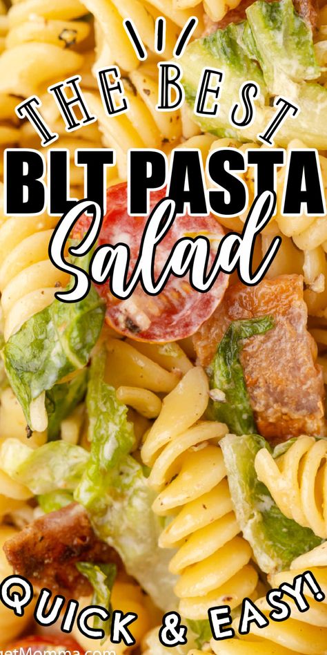 BLT pasta salad is your favorite sandwich turned into an amazing side dish. BLT pasta salad is the perfect cold pasta salad recipe that is loaded with crunchy bacon, crisp lettuce tomatoes, and ranch dressing for an easy to make creamy pasta salad that is perfect for summer time! With simple ingredients, this pasta salad recipe takes classic BLT ingredients and turns them into an amazing pasta salad. Blt Pasta Salad Recipe, Amazing Pasta, Blt Pasta Salad, Creamy Pasta Salads, Blt Pasta, Cold Pasta Salad Recipes, Blt Pasta Salads, Blt Salad, Ranch Pasta Salad