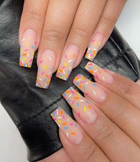 Sprinkle Nails, 90s Nails, Birthday Nail Designs, Confetti Nails, Nail Board, 2024 Nails, Retro Nails, Colorful Nails, Birthday Nails