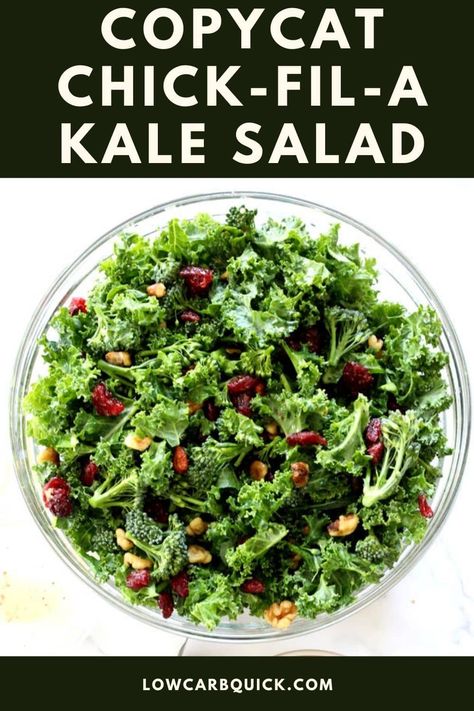 Chick Fil A Kale Salad Recipe, Budget Salad, Kale Recipes Healthy, Kale Salad Dressing, Carb Quick, Copycat Chick Fil A, Kale Salad Recipes, Superfood Salad, Kale Recipes