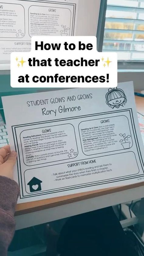 Feel more prepared for parent teacher conferences than ever! Glows And Grows, Parent Teacher Conference Forms, Parent Teacher Conference, Classroom Organization Elementary, Teaching Classroom Management, Report Card Comments, Teacher Conferences, Parent Teacher Conferences, Parent Teacher