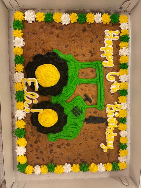 Tractor Theme Cupcakes, Tractor Cookie Cake, Camo Cookies, Homemade Cookie Cakes, Farm Cupcake Toppers, Tractor Cupcakes, Tractor Cookies, Tractor Cake, Tractor Birthday Party