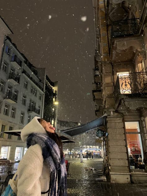 snow winter snowing picture pic idea cute starbucks downtown girl asian brandy melville vibe big blue scarf white fluffy jacket coat zara h&m uptown christmas x-mas zurich switzerland tram funny friends  2022 2023 2024 Switzerland Instagram Pictures Winter, Zurich In Winter, Switzerland Aesthetic Winter, Switzerland Winter Outfit, Zurich Winter, White Fluffy Jacket, Winter Switzerland, Vienna Winter, Romanticing Life