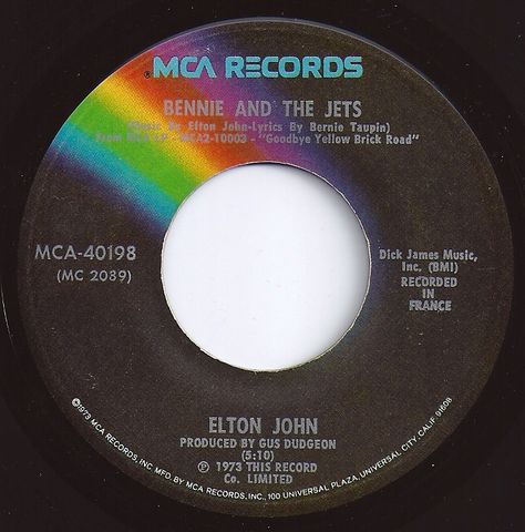 Bennie and the Jets / Elton John / #1 on Billboard Bennie And The Jets, 1960s Music, The Jets, Classic Rock And Roll, Old School Music, 45 Records, Oldies Music, 70s Music, Music Memories