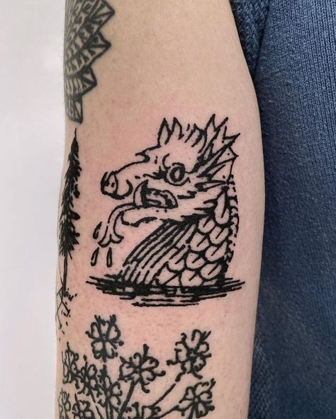 Hugo Cabret Tattoo, Woodcut Bear Tattoo, Traditional Squirrel Tattoo, Woodcut Style Tattoo, Wood Block Tattoo, Rat Tattoo Traditional, Woodcut Tattoo Flash, Block Print Tattoo, Etching Style Tattoo