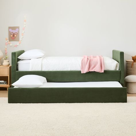 Beds Loft, Full Daybed, West Elm Bedding, Trundle Mattress, Twin Trundle Bed, Kids Loft Beds, West Elm Kids, Loft Beds, Upholstered Daybed