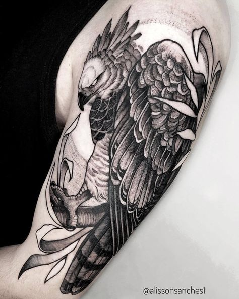 #Tattoos,The Hunting Harpy Eagle Tattoo Harpie Eagle Tattoo, Harpy Eagle Tattoo Design, Harpie Eagle, Harpy Eagle Tattoo, Harpy Tattoo, Eagle Tattoo Arm, Eagle Tattoo Ideas, Eagle Chest Tattoo, Traditional Eagle Tattoo