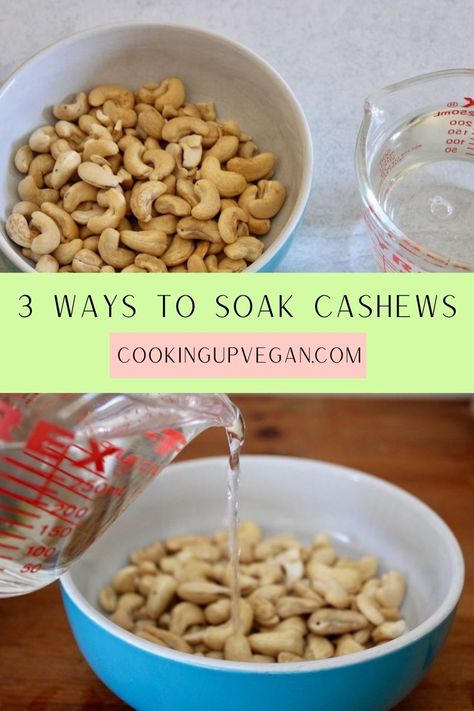 Cashews in a bowl with warm water Soaked Cashew Recipes, Cashew Recipes, Cashew Sauce, Cashew Milk, Roasted Cashews, Health Dinner, Raw Cashews, Vegan Sauces, Fall Dinner