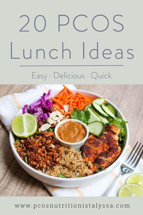 These 20 PCOS lunch ideas are anything but boring. They're packed with flavor and nutrition to reduce your carb cravings, hair loss, and hirsutism (aka hair growth). There are several super quick, no cook options, along with some options that can be prepped ahead of time. Meal Prep Insulin Resistance, Hormone Healthy Lunch Ideas, Cortisol Friendly Meals, Insulin Resistant Lunch Ideas, Insulin Resistance Salads, Hormone Friendly Lunch, Low Prep Lunch Ideas, Healthy Lunch Ideas No Carb, Easy Insulin Resistance Recipes