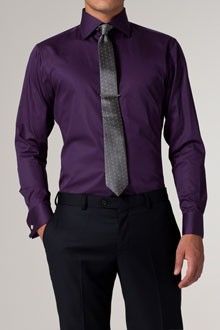 Elliot's purple shirt and black slacks from chapter 4 Purple Shirt Outfits, Grooms Men, Custom Dress Shirts, Shade Of Purple, Purple Dress Shirt, Plum Wedding, Shirt Outfit Men, Purple Suits, Custom Dress