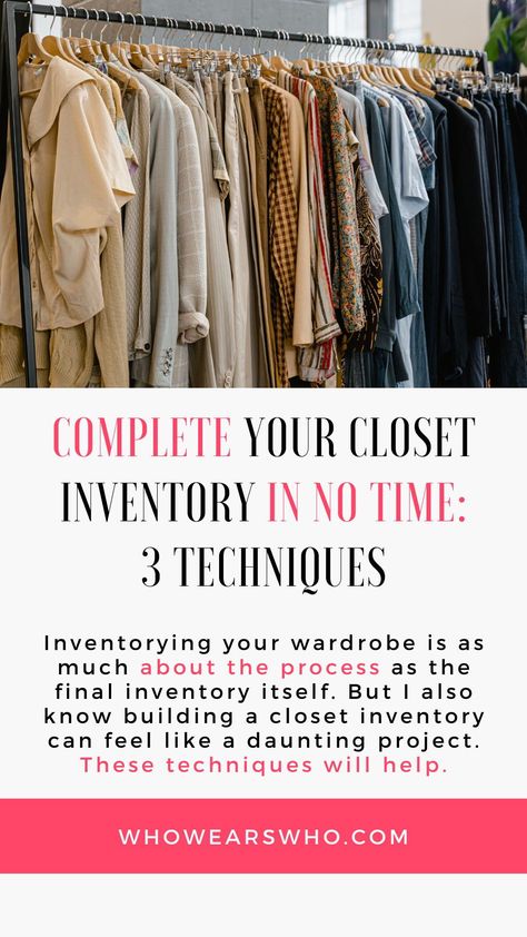 Inventorying your wardrobe is as much about the process as the final inventory itself. But I also know building a closet inventory can feel like a daunting project. In this post I’ve rounded up three techniques, four tricks and one tip for building your personal wardrobe inventory (and actually completing the project). I hope they help. Building A Closet, Wardrobe Inventory, Closet Inventory, What Was I Thinking, Build A Closet, Build A Wardrobe, Badass Style, Cleaning Closet, Moving Tips