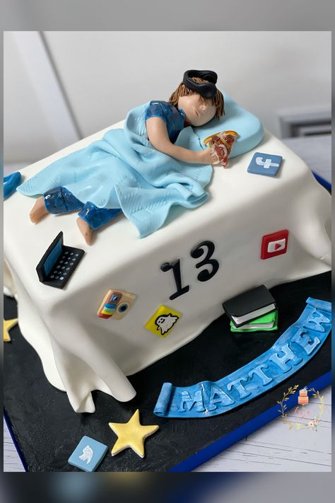 Bed cake Cake Ideas For 14th Birthday Boy, Birthday Cake Designs For Boys 13, Boys 13th Birthday Cake, Cake Ideas For 13th Birthday Boy, Teen Boy Birthday Cake, Teen Boy Cakes, Teen Boy Birthday, Official Teenager Cake, Cakes For Teenagers