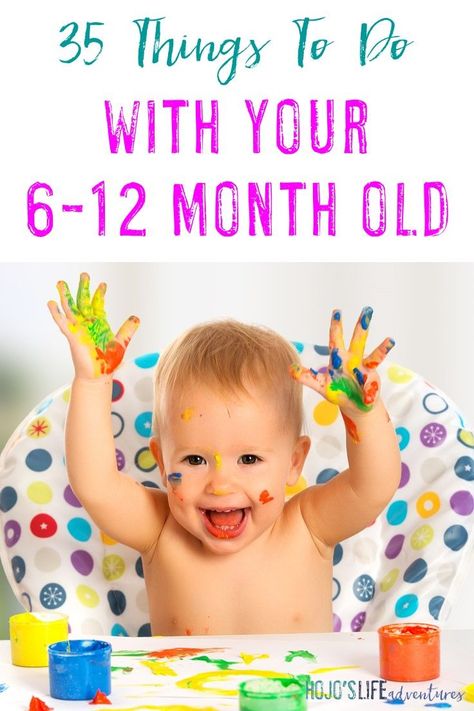 Sometimes it's hard to know how to play with your baby, but not anymore! Here are 35 things to do with your 6-12 month old! Great ideas for mom, dad, grandparents, daycare providers, and more! Crafts With 12 Month Old, Activities To Do With A 6 Month Old, Sensory Activities For Ten Month Old, Gross Motor Activities For 6-12 Months, Diy 7 Month Old Activities, Diy Baby Activities 6-12 Months, Diy Baby Toys 9-12 Months, 6 12 Month Activities, Activities For 6-12 Month Olds