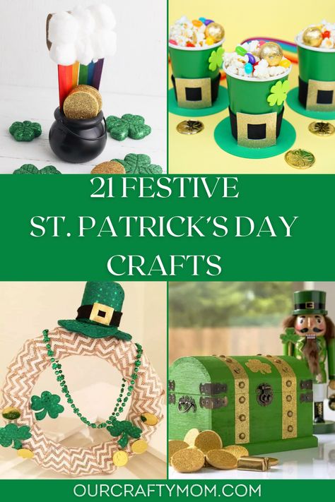 These festive St. Patrick's Day crafts and home decorating ideas are super simple, inexpensive and beautiful! There are front door wreaths, kids crafts, table decor and more! Each project includes a DIY tutorial to make it even easier to make. #ourcraftymom #stpatricksday Diy St Patricks Day Crafts, Diy Winter Wonderland Decorations, Crafts Table, Kids Activities At Home, St Patricks Crafts, Diy Spring Crafts, Winter Wonderland Decorations, Front Door Wreaths, Rainy Day Crafts