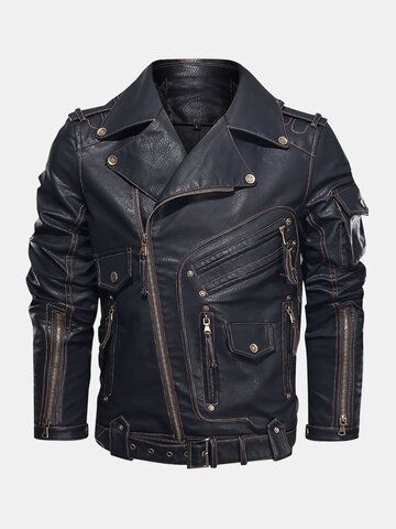 I found this amazing Mens Heavy Industry Motorcycle Service Zipper Designd Pocket PU Leather Jackets with CA$88.99,and 14 days return or refund guarantee protect to us. --Newchic Motorcycle Suits Men, Tattoo Sailor, Mens Outwear, Leather Jacket Men Style, Winter Leather Jackets, Motorcycle Jacket Mens, Suits Men, Faux Leather Coat, Mens Jackets Casual