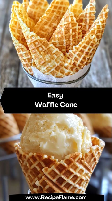 My kids love making these waffle cones with me! They're easy, fun, and taste so much better than store-bought. A must-try for any dessert lover. How To Make Waffle Cones At Home, Waffle Cone Batter Recipe, Waffle Cone Recipe Without Maker, Waffle Cone Maker, Waffle Cone Recipe, Best Homemade Ice Cream, How To Make Waffles, Waffle Ice Cream, Waffles Easy