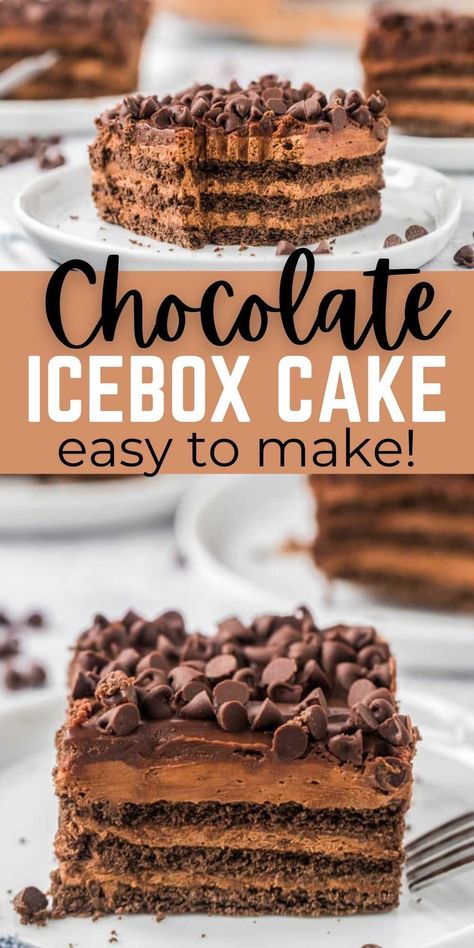 Chocolate No Bake Cake, Chocolate Icebox Cake Recipes, Cream Cheese Ice Box Cake, Chocolate Ice Box Cake Graham Crackers, Ice Box Cake Recipes Pioneer Woman, Chocolate Icebox Dessert, Chocolate Refrigerator Dessert, No Bake Desserts With Graham Crackers, Cold Deserts Recipes No Bake