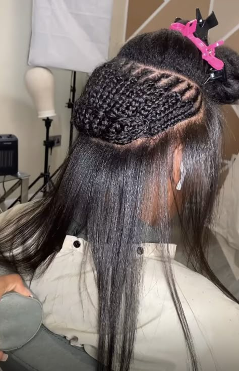 Braid Leave Out, Seamless Sew In Weave, Braid Pattern For Sew In With Leave Out, 360 Sew In, Hybrid Sew In, Versatile Sew In Braid Pattern, Partial Sew In Weave, Versatile Sew In Weave, Hair Weaving Techniques