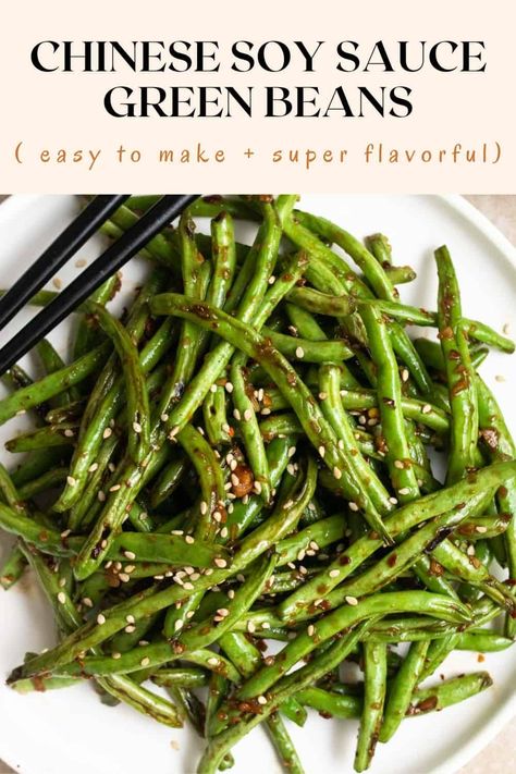 This soy sauce green beans is a delightful and savory side dish that will bring a burst of flavor to your table! It is easy to prepare, healthy, and ready in 15 minutes. Green Bean Recipes With Soy Sauce, Sauteed Green Beans Garlic Soy Sauce, Green Beans With Sauce, Green Beans Soy Sauce, Green Beans With Soy Sauce, Soy Sauce Green Beans, Chinese Green Beans, Asian Green Beans, Skillet Green Beans