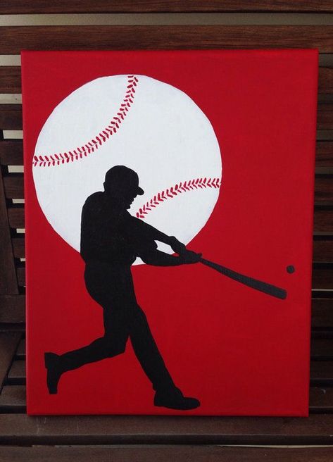 Painted Furniture Diy, Painted Furniture, Furniture Diy, Hand Painted, Baseball, Canvas, Red, Furniture