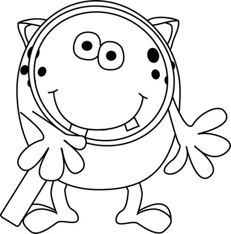 Black and White Black and White Monster with Magnifying Glass Monster Clipart Black And White, Black And White Monster, Monster Images, White Monster, Space Party Decorations, Monster Clipart, Star Monsters, Monster Under The Bed, Felt Animal Patterns