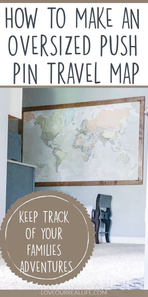 Push Pin Map Diy, Travel Map Diy Pin Boards, Map On Wall, Family Travel Map, Diy Push Pins, Cork Board Map, World Map Pin Board, World Map With Pins, World Travel Map