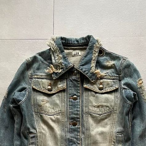 ether on Instagram: "L.G.B. destroyed denim jacket

LINK IN BIO." Destroyed Denim Jacket, Destroyed Denim, Concept Clothing, Denim Jacket, Clothes