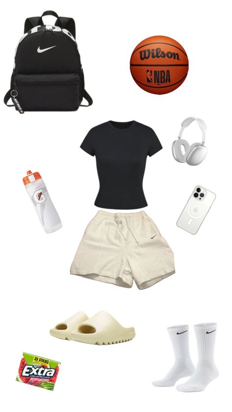 Basketball Girls Outfits, Casual Athletic Outfits, Basketball Game Outfit Women, Basketball Game Outfit, Casual Sporty Outfits, Fitness Wear Outfits, Basketball Clothes, Practice Outfits, Outfit Inspo Casual