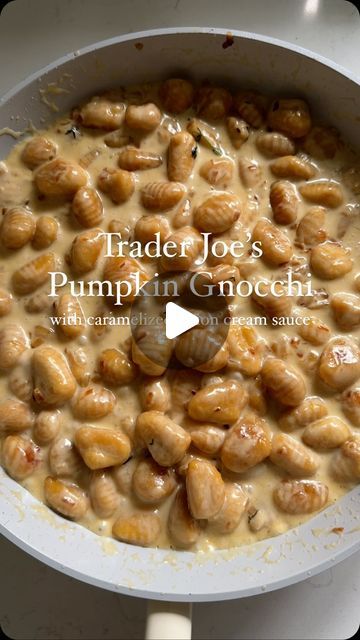 MacKenzie Smith on Instagram: "Episode 1 of PUMPKIN POWER! Up first is Trader Joe’s Pumpkin Gnocchi with a Caramelized Onion Cream Sauce. Seriously, no notes. It is perfect and i can’t wait for you to find them!!  ⭐️Comment “Pumpkin Power” to get the full recipe sent straight to your inbox!  ⭐️INGREDIENTS⭐️ 2 packs Trader Joe’s Pumpkin Gnocchi  4 tbsp salted butter, divided  2 tbsp olive oil 2 onions, finely diced 1/4 tsp kosher salt 1/4 tsp red pepper flakes 1/4 cup water 1/2 tsp fresh thyme 1 cup heavy cream 1/2 cup parmesan cheese, grated Flaky salt & fresh cracked pepper   ⭐️INSTRUCTIONS⭐️ 1. Add salted butter and olive oil to a large nonstick skillet over medium heat. 2. Add onions, kosher salt and red pepper flakes and stir. Turn the heat down to medium-low and caramelize, stirring o Pumpkin Gnocchi Recipes Trader Joes, Trader Joes Pumpkin Butter Uses, Trader Joe’s Pumpkin Gnocchi Recipes, Pumpkin Gnocchi Trader Joes, Trader Joes Pumpkin Gnocchi Recipes, Trader Joe’s Pumpkin Gnocchi, Fall Trader Joes Recipes, Onion Cream Sauce, Mackenzie Smith