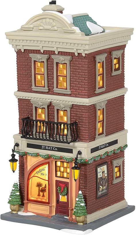 Amazon.com: Department 56 Christmas in The City Village JT Hat Company Lit Building, 8.62 Inch, Multicolor : Home & Kitchen Game Of Thrones Christmas, Department 56 Christmas Village, Minecraft City Buildings, Lemax Christmas Village, Lemax Christmas, City Layout, Christmas In The City, Christmas Village Houses, Christmas Village Display