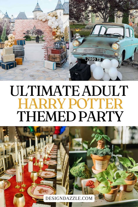 If you’re a die-hard Harry Potter fan, there’s nothing more magical than hosting an adult Harry Potter-themed party. Imagine transforming your space into the Great Hall, complete with floating candles and house colors that bring Hogwarts to life. I’m sharing Adult Harry Potter Party Ideas – the ultimate party! Harry Potter Themed Entree, Harry Party Party Ideas, Harry Potter Themed Table Setting, Harry Potter New Years Eve Party, Teenage Harry Potter Party, Grown Up Harry Potter Party, Hogwarts Centerpiece Ideas, Hogsmeade Party, Cheap Harry Potter Decorations