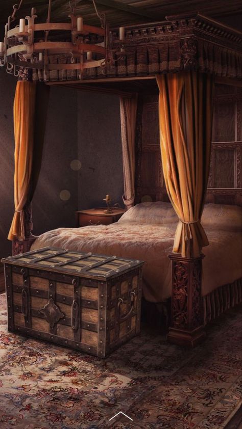 Fantasy Inn, Medieval Bed, Medieval Bedroom, Castle Rooms, Castle Bedroom, Fantasy Bedroom, Fantasy Rooms, Castles Interior, Medieval Houses